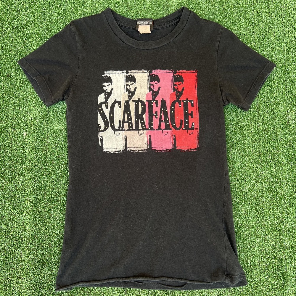 VTG Scarface T-Shirt Womens Large Black Junior Top Baby‎ Tee USA Made 90s Y2K